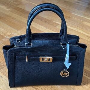 Michael Kors Black Satchel with Gold Accents
